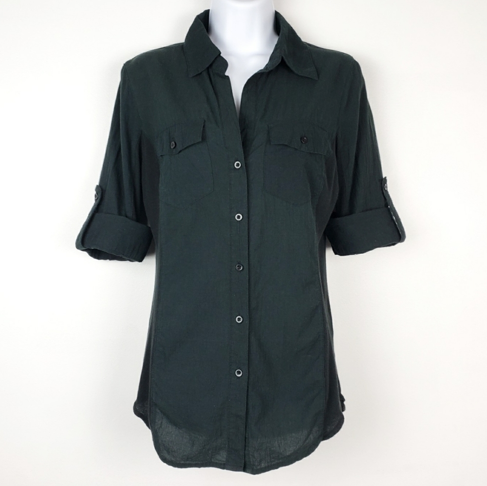 Prototype Black 3/4 Sleeve Button Down, Size M